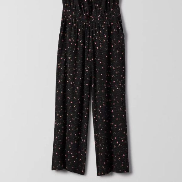 Aritzia Sunday Best Taggie Black Jumpsuit S Roses Floral Pull On Strapless - Picture 15 of 15